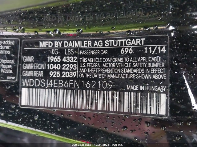 WDDSJ4EB6FN162109 Mercedes-Benz CLA-Class