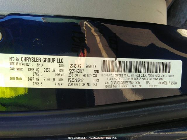 2C4RDGCG4ER387940 Dodge Grand Caravan Sxt