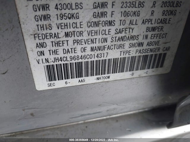 2006 ACURA TSX VIN: JH4CL96846C014317