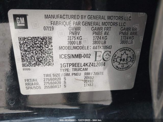1GTP9EEL4KZ412084 GMC Sierra 1500 At4