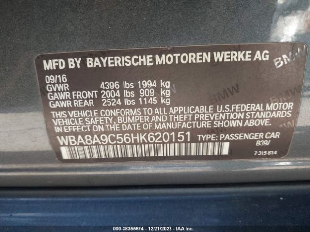 WBA8A9C56HK620151 BMW 320i