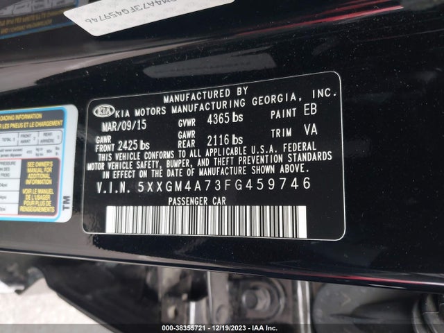 KIA Optima Lx 2015 5XXGM4A73FG459746 Image 9