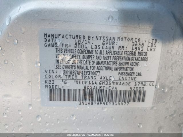 3N1AB7AP4EY314477 Nissan SENTRA SR