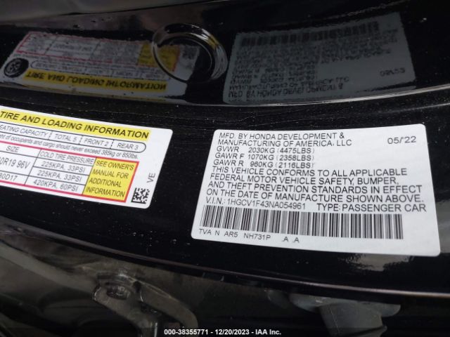 1HGCV1F43NA054961 Honda Accord Sport Special Edition