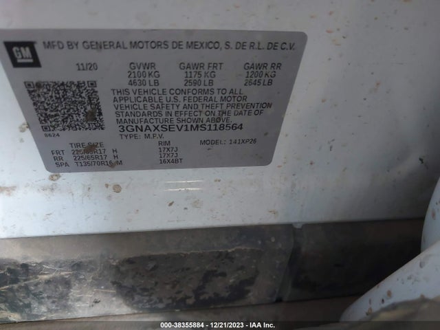 Chevrolet Equinox Awd Ls 2021 3GNAXSEV1MS118564 Image 9