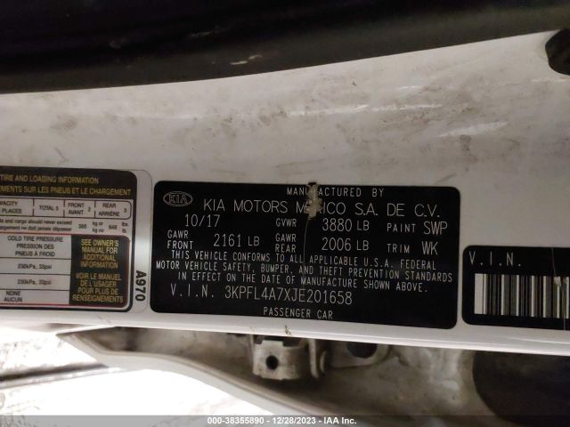 3KPFL4A7XJE201658 KIA FORTE LX