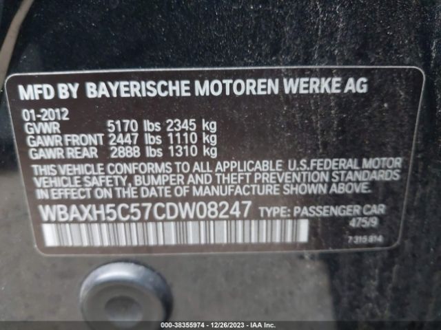 2012 BMW 528I WBAXH5C57CDW08247 Photo 8