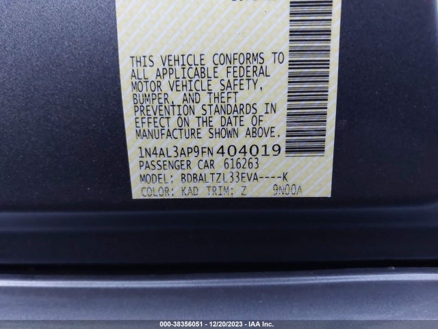 Nissan Altima 2.5 Sl 2015 1N4AL3AP9FN404019 Image 9