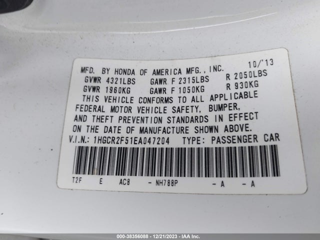 Honda Accord Sport 2014 1HGCR2F51EA047204 Image 9