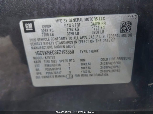 2014 CHEVROLET SILVERADO 1500 1LT VIN: 1GCVKREC8EZ193850