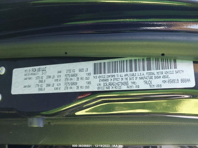 3C6JR6AG1HG734265 RAM 1500
