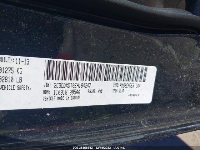 2014 DODGE CHARGER R/T VIN: 2C3CDXDT0EH184247