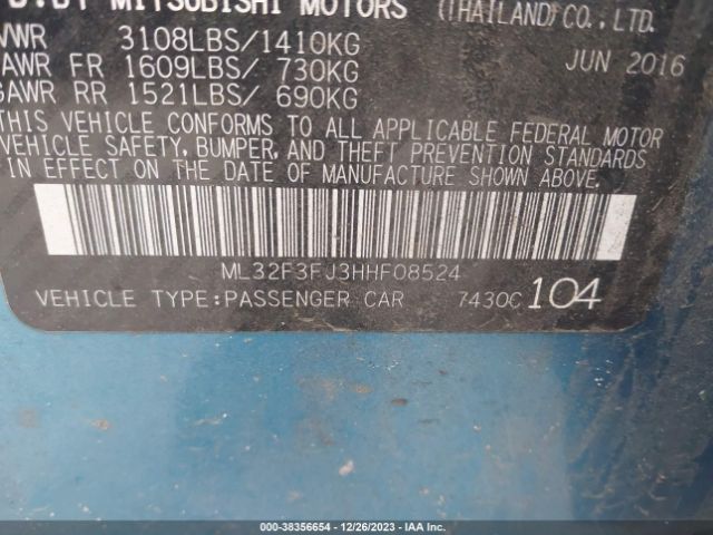 2017 MITSUBISHI MIRAGE G4 ML32F3FJ3HHF08524 Photo 8
