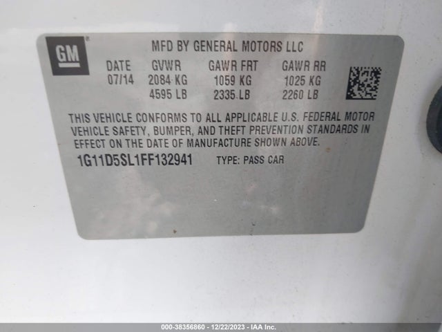 Chevrolet MALIBU 2LT 2015 1G11D5SL1FF132941 Image 9