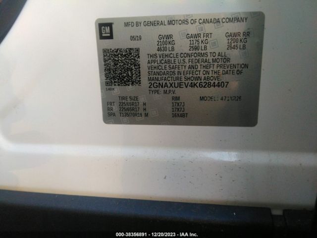 2019 CHEVROLET EQUINOX 2GNAXUEV4K6284407 Photo 8