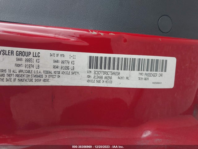 2012 FIAT 500 3C3CFFBR9CT500230 Photo 8