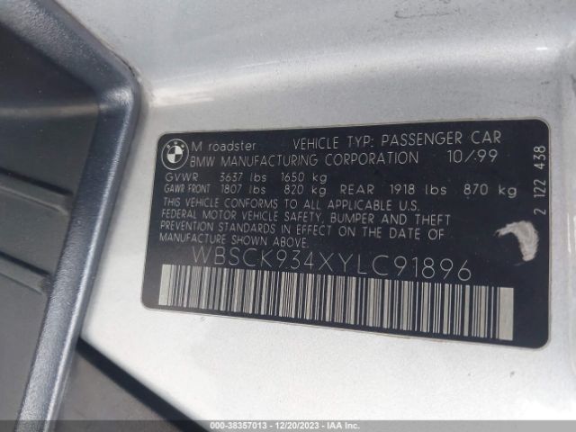 2000 BMW M WBSCK934XYLC91896 Photo 8