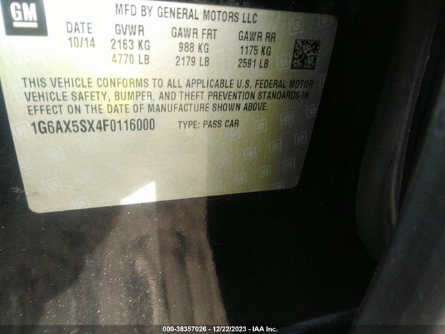 1G6AX5SX4F0116000 Cadillac CTS LUXURY