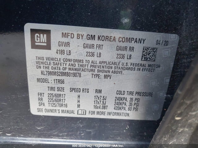 Chevrolet Trailblazer Fwd Ls 2021 KL79MMS28MB019078 Image 9