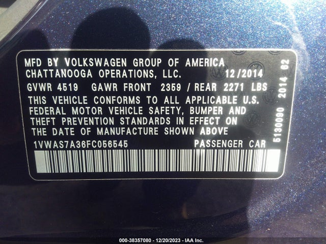 1VWAS7A36FC056545 Volkswagen Passat 1.8t S