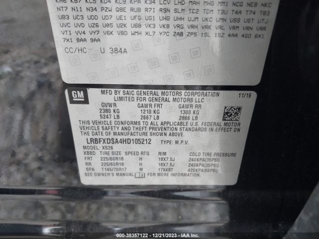 LRBFXDSA4HD105212 Buick Envision Essence