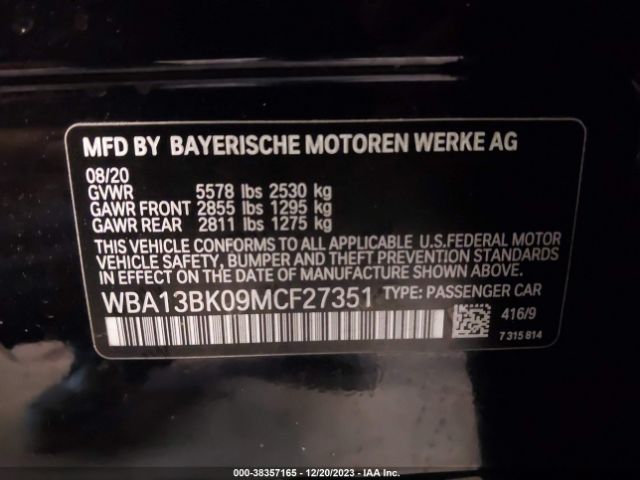 2021 BMW 5 SERIES WBA13BK09MCF27351 Photo 8