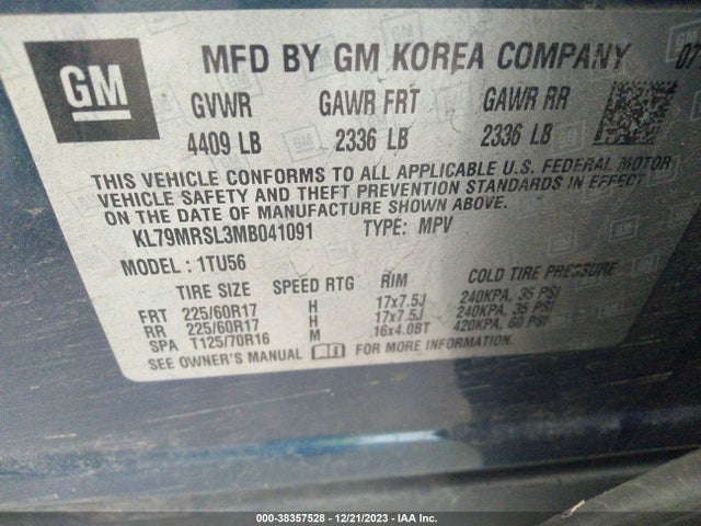Chevrolet Trailblazer Awd Lt 2021 KL79MRSL3MB041091 Image 9