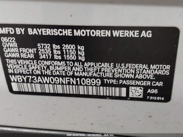 WBY73AW09NFN10899 BMW I4 Edrive40