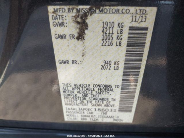 1N4AL3AP0EC186031 Nissan Altima 2.5 S