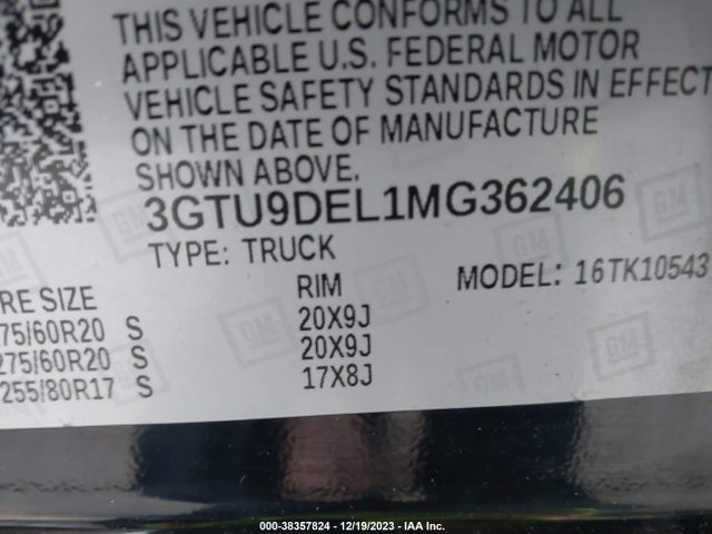 GMC Sierra 1500 4wd  Short Box Slt 2021 3GTU9DEL1MG362406 Image 9
