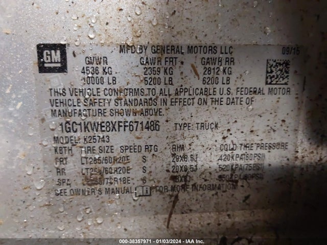 Chevrolet Silverado 2500hd Ltz 2015 1GC1KWE8XFF671486 Image 9