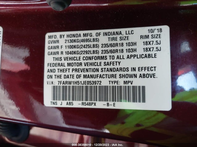 Honda CR-V EX 2018 7FARW1H51JE053972 Image 9
