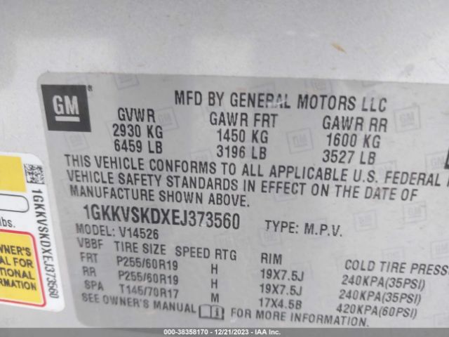 1GKKVSKDXEJ373560 GMC Acadia Slt-2
