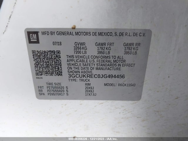 Chevrolet Silverado 1500 2lt 2018 3GCUKREC0JG494456 Image 9