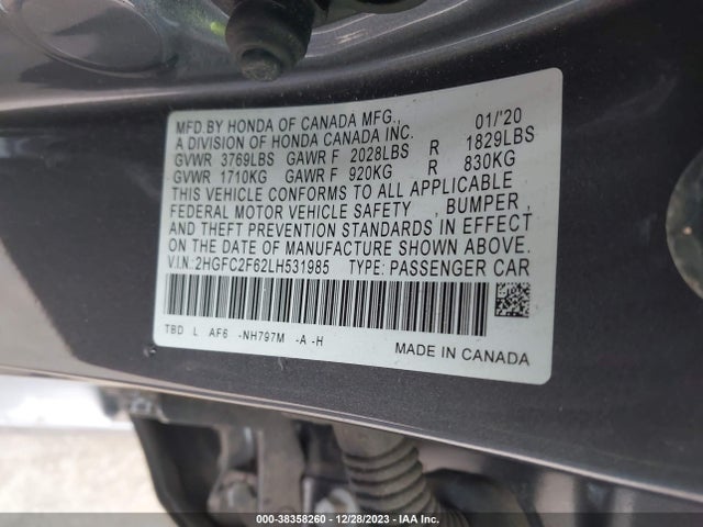 Honda Civic Lx 2020 2HGFC2F62LH531985 Image 9