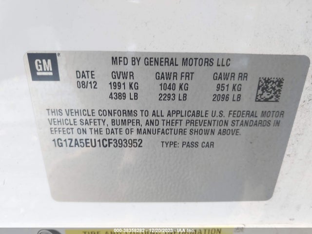 2012 CHEVROLET MALIBU LS VIN: 1G1ZA5EU1CF393952