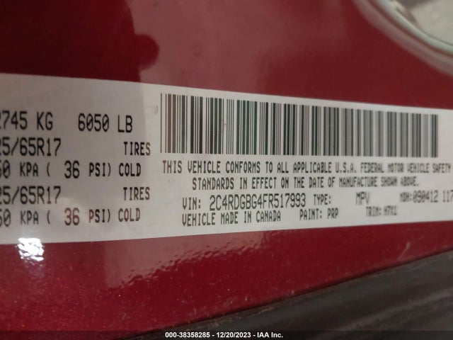 Dodge Grand Caravan Avp/se 2015 2C4RDGBG4FR517993 Image 9