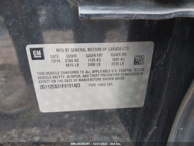 Chevrolet Impala 2lt 2015 2G1125S31F9191423 Image 9