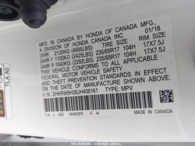 2HKRW5H36JH406161 Honda CR-V LX