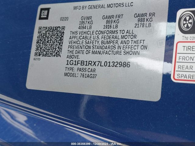 2020 CHEVROLET CAMARO 1G1FB1RX7L0132986 Photo 8