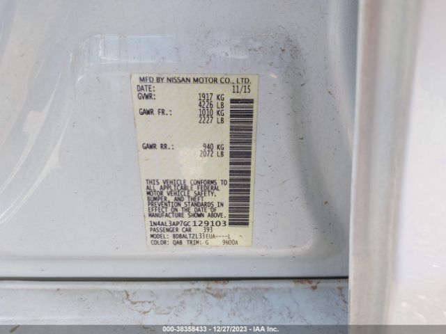 1N4AL3AP7GC129103 Nissan Altima 2.5 Sl
