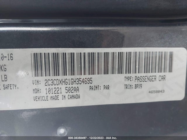 Dodge Charger Sxt 2016 2C3CDXHG1GH354695 Image 9