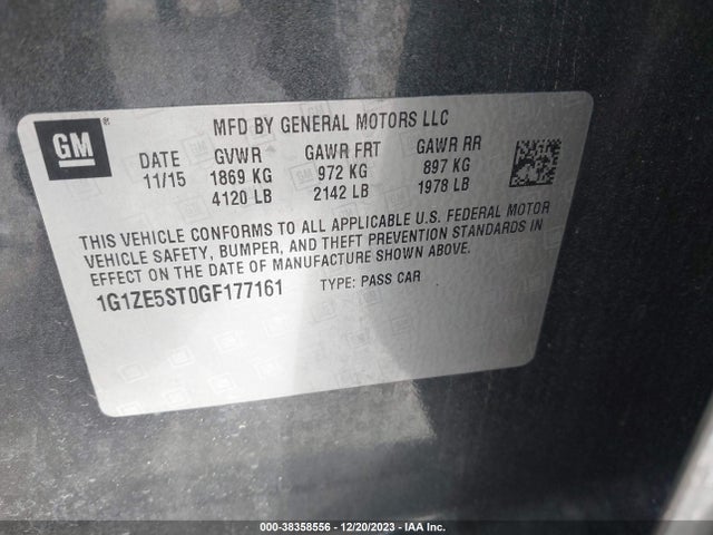 Chevrolet MALIBU 1LT 2016 1G1ZE5ST0GF177161 Image 9