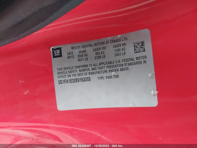 Chevrolet Camaro 2ls 2014 2G1FA1E32E9162203 Image 9