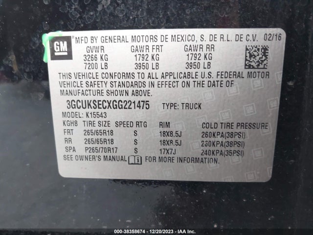 Chevrolet Silverado 1500 2lz 2016 3GCUKSECXGG221475 Image 9