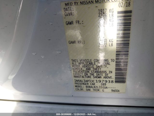 1N4AL3AP3JC197938 Nissan Altima 2.5 Sl