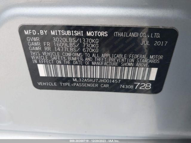 ML32A5HJ7JH001457 Mitsubishi Mirage Gt