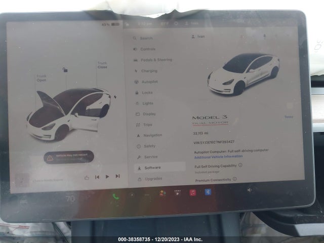 5YJ3E1EC7NF293427 Tesla Model 3 Performance Dual Motor All-wheel Drive