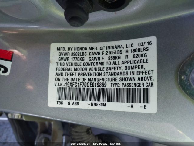 19XFC1F70GE019869 Honda Civic Ex-l