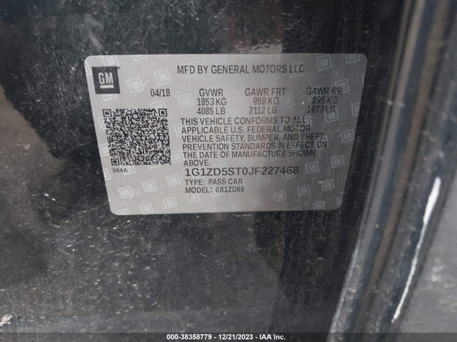 Chevrolet MALIBU LT 2018 1G1ZD5ST0JF227468 Image 9